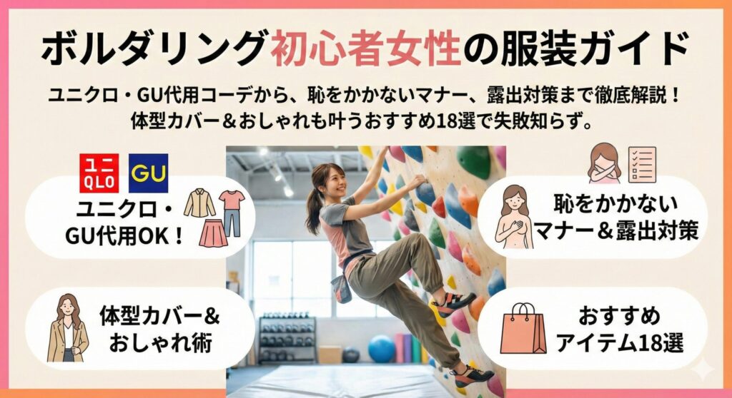 ボルダリングの服装女性編｜ユニクロ代用OK！初心者の定番コーデ