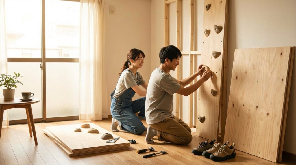 【失敗しない】自宅クライミングウォールDIY|強度設計と費用・作り方全5工程